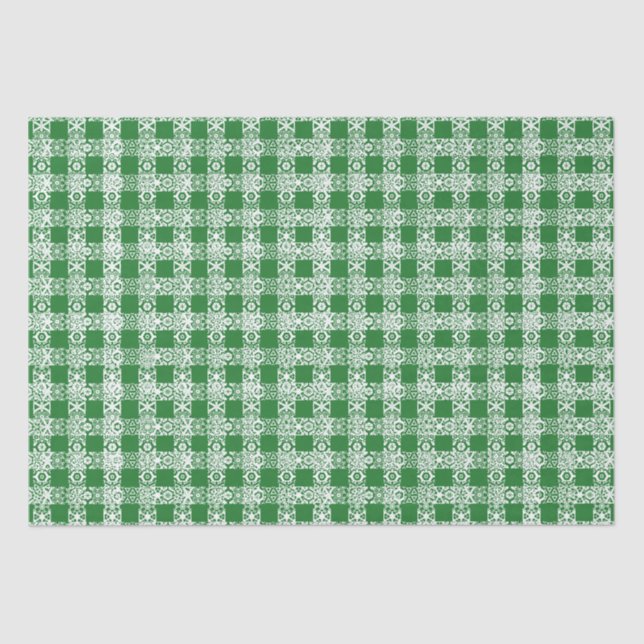 Niedlich-grüne weiße Spitze kariert karierte Weihn Seidenpapier (Vorderseite)