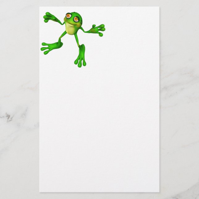 Niedlich-grüner Froggy Briefpapier (Vorderseite)
