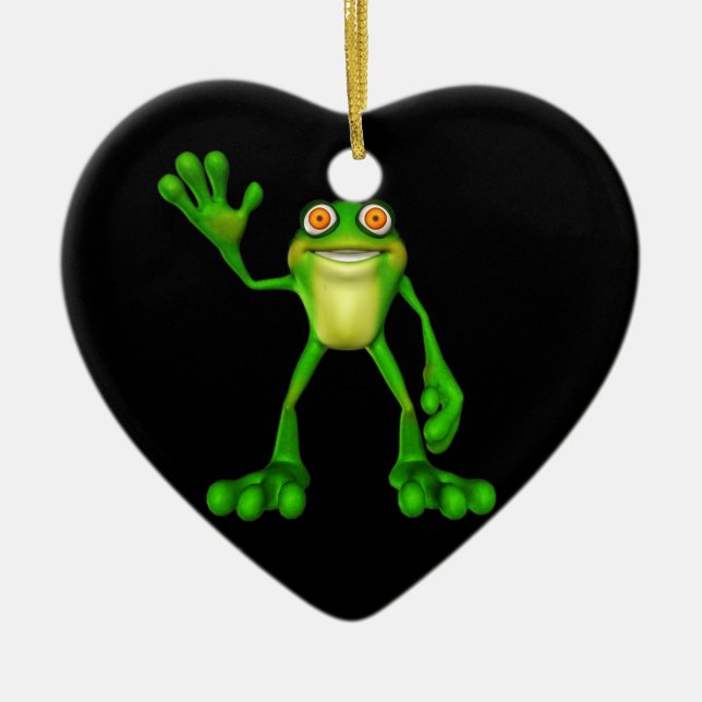 Niedlich-grüner Froggy Keramikornament (Vorne)