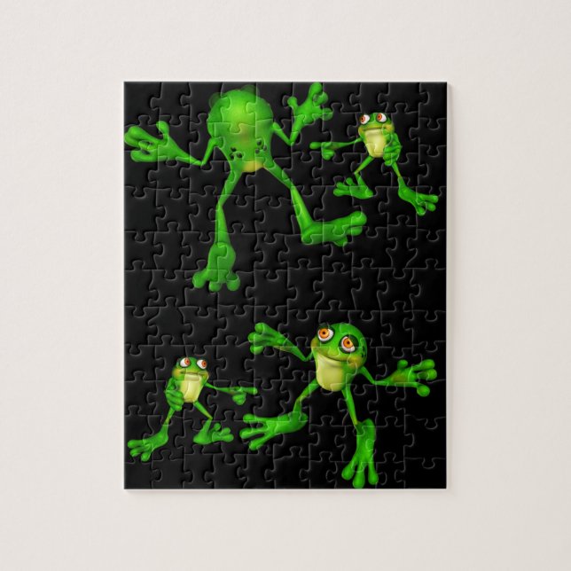 Niedlich-grüner Froggy Puzzle (Vertikal)
