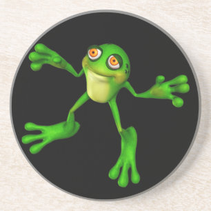 Niedlich-grüner Froggy Sandstein Untersetzer