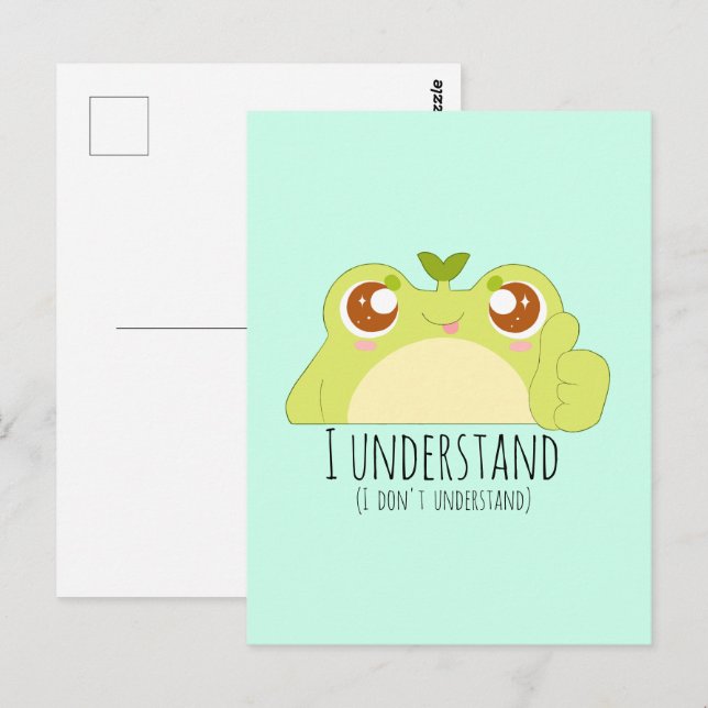 Niedlich Grüner Frosch verstehen Postkarte (Vorne/Hinten)