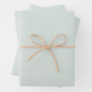 Niedlich-grüner Gingham-Klassiker - Karos Geschenkpapier Set