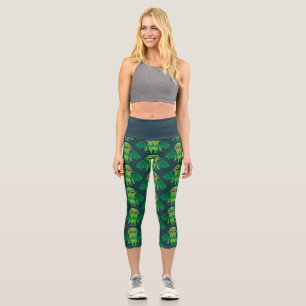 Niedlich grünes Cthulhu-Monster Capri Leggings