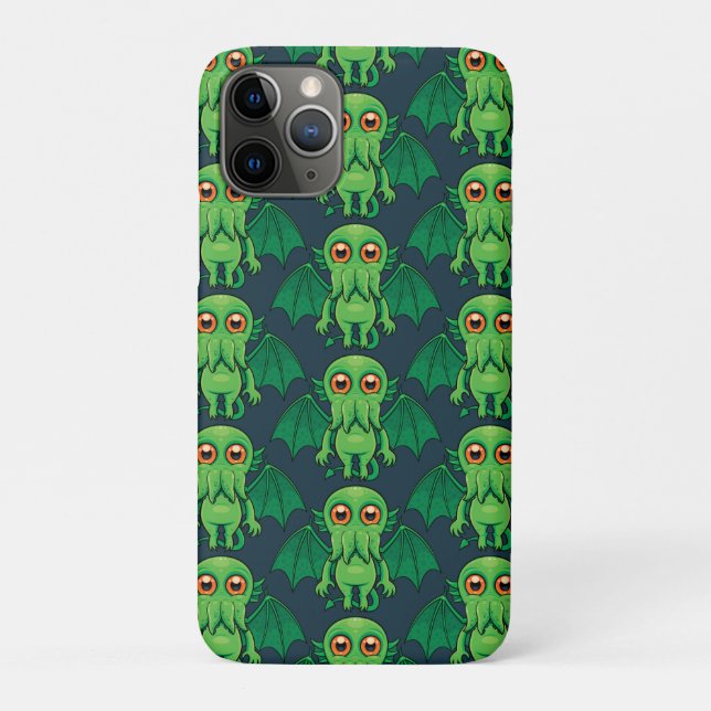 Niedlich grünes Cthulhu-Monster Case-Mate iPhone Hülle (Rückseite)