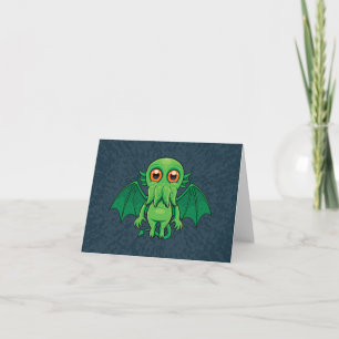 Niedlich grünes Cthulhu-Monster Karte