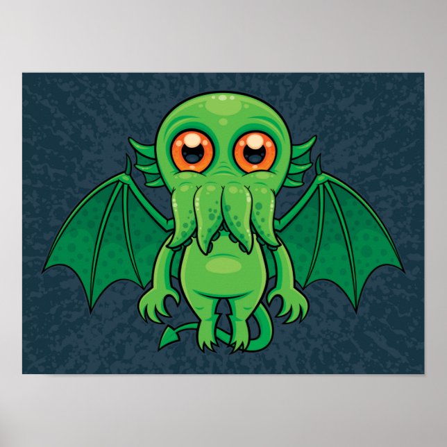 Niedlich grünes Cthulhu-Monster Poster (Vorne)