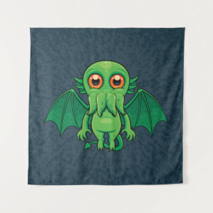 Niedlich grünes Cthulhu-Monster Wandteppich