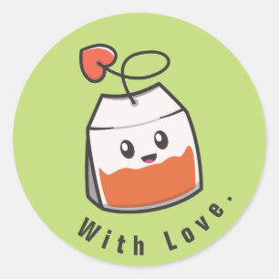 Niedlich grünes Teabag Runder Aufkleber