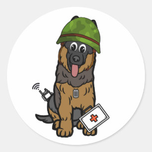 Niedlich Guard Hund Tragen Armeehelm Runder Aufkleber