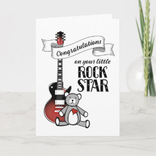Niedlich Guitar Teddy Rockstar Rock Roll Baby Dusc Karte