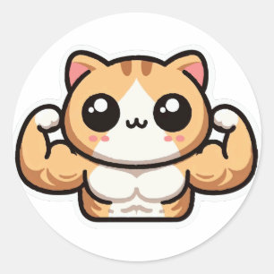 Niedlich Gym Cat Runder Aufkleber