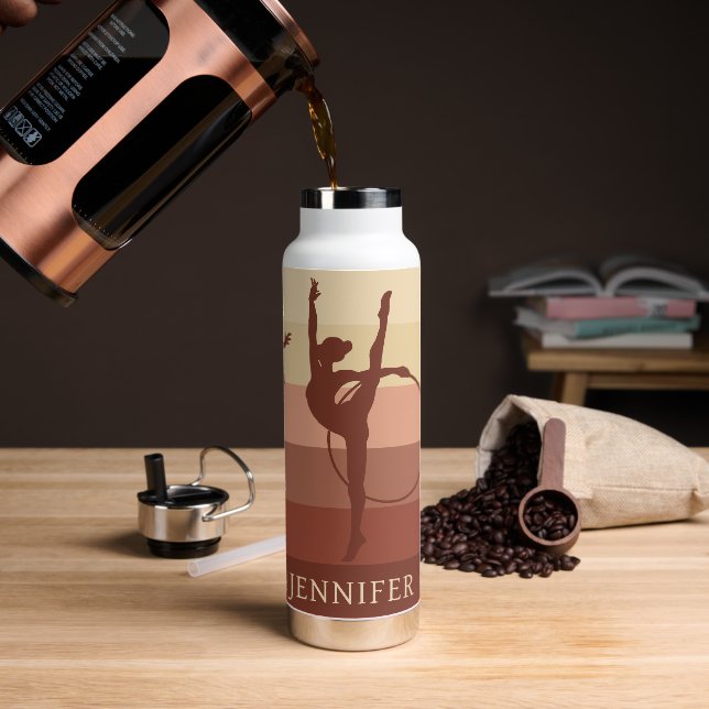 Niedlich Gymnastikfrau Personalisiert Braun Trinkflasche (Kaffee)