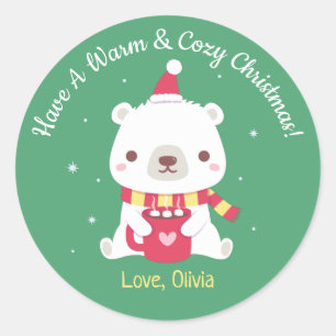 Niedlich haben einen warmen und gemütlichen Weihna Runder Aufkleber