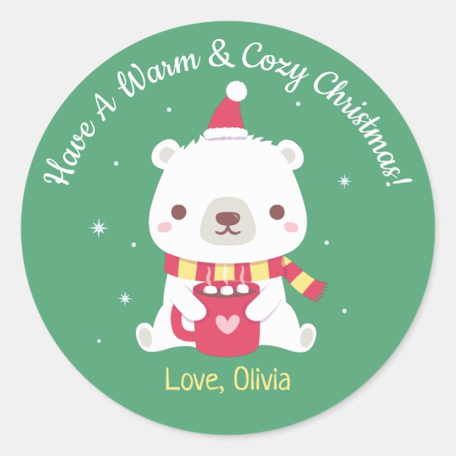 Niedlich haben einen warmen und gemütlichen Weihna Runder Aufkleber (Vorderseite)