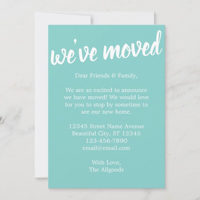 Niedlich haben wir die türkisfarbene Ankündigung v (Vorderseite)