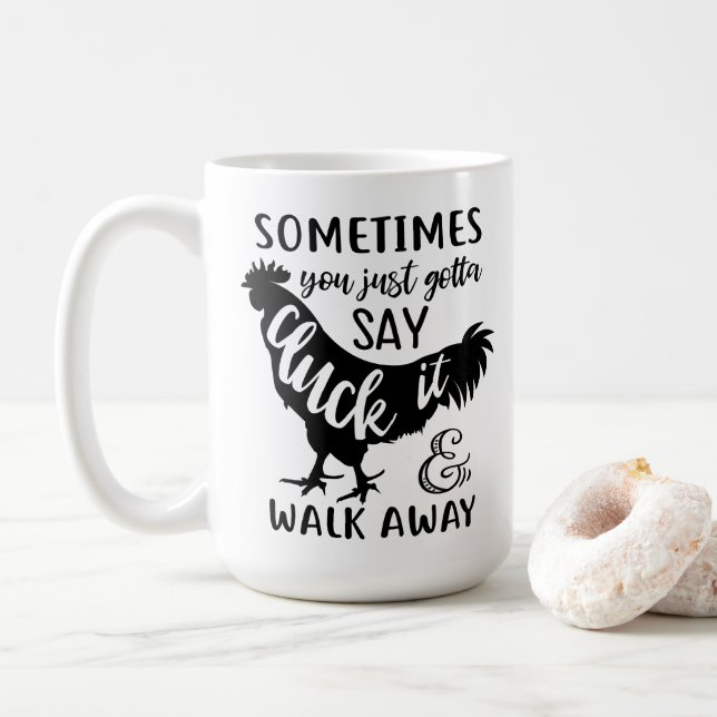 Niedlich Hähnchen Lover F Off Farm Bauer Rooster Kaffeetasse (Mit Donut)