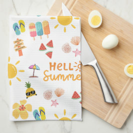 Niedlich Hallo Sommer Nahtloses Muster Geschirrtuch