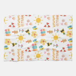 Niedlich Hallo Sommer Nahtloses Muster Geschirrtuch