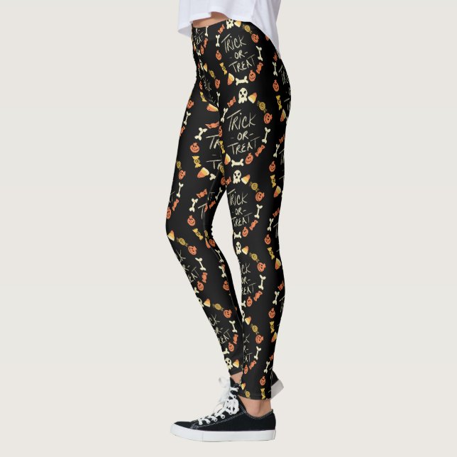 Niedlich Halloween Candy Doodle Wreath Leggings (Links)