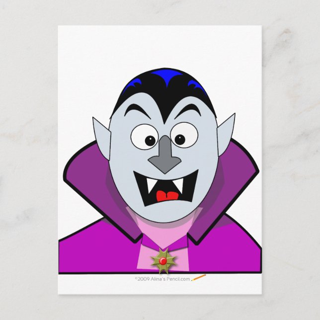 Niedlich Halloween Cartoon Vampire Postkarte (Vorderseite)
