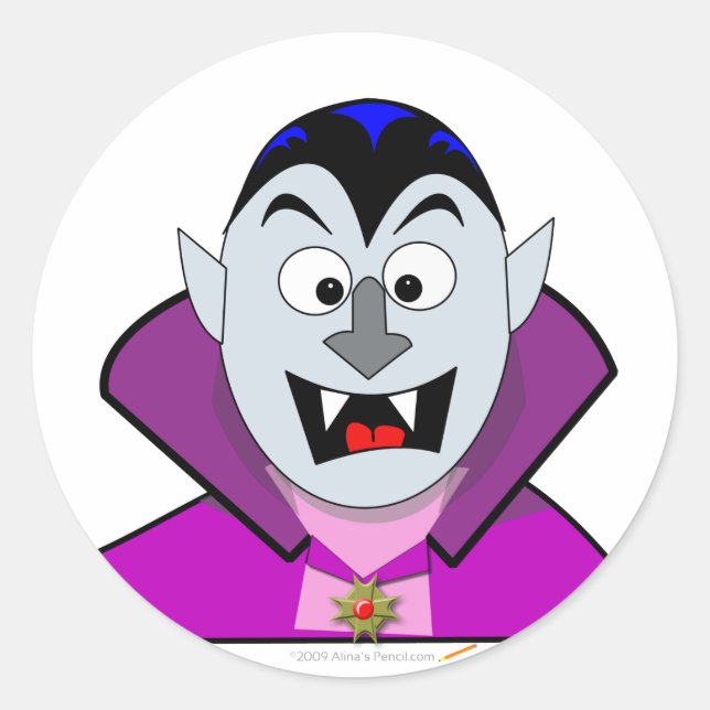 Niedlich Halloween Cartoon Vampire Runder Aufkleber (Vorderseite)