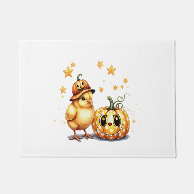 Niedlich Halloween Chick Pumpkin Fußmatte (Vorderseite)