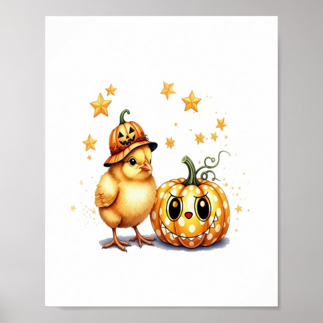 Niedlich Halloween Chick Pumpkin Poster (Vorne)