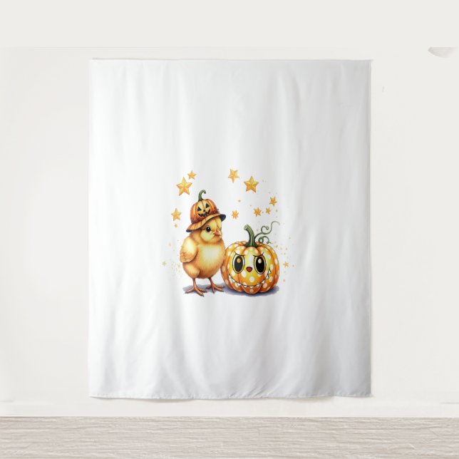 Niedlich Halloween Chick Pumpkin Wandteppich (Vorderseite)