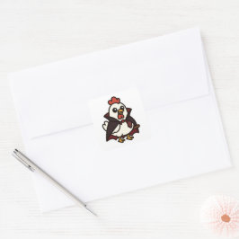 Niedlich Halloween Chicken Vampire Quadratischer Aufkleber