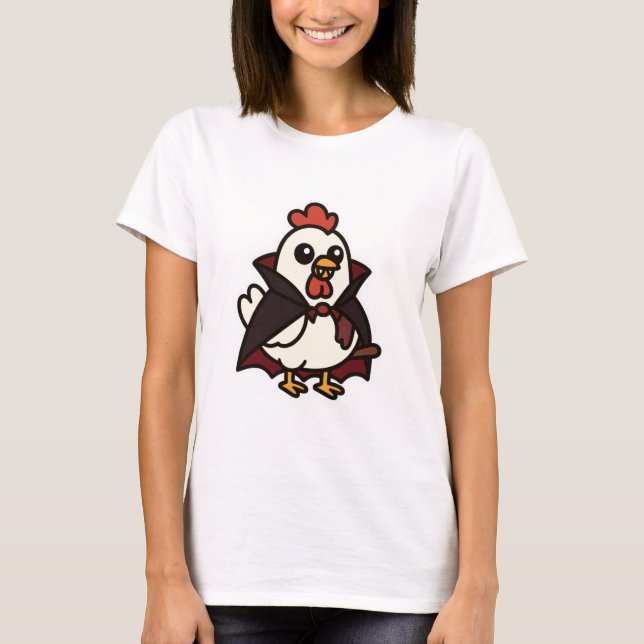 Niedlich Halloween Chicken Vampire T-Shirt (Vorderseite)