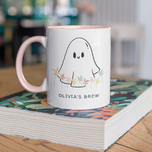 Niedlich Halloween Ghost Floral Tasse