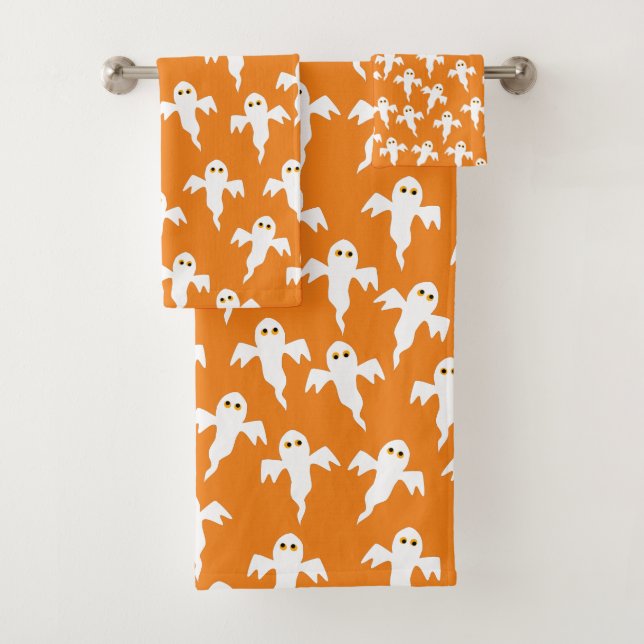 Niedlich Halloween Ghost Orange Badhandtuch Set (Insitu)