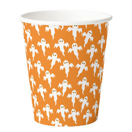 Niedlich Halloween Ghost Orange Pappbecher