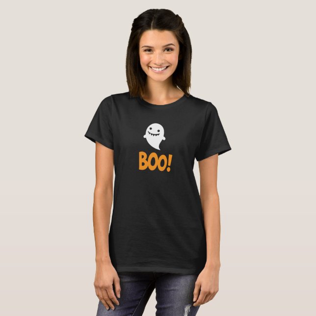 Niedlich Halloween Ghost Sprichwort Boo! T-Shirt (Vorne ganz)