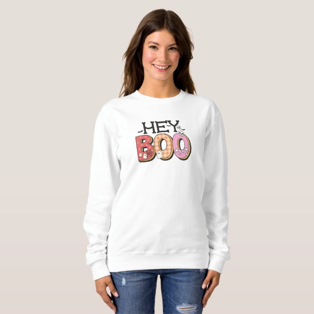 Niedlich Halloween Hey Boo Sweatshirt (Vorne ganz)