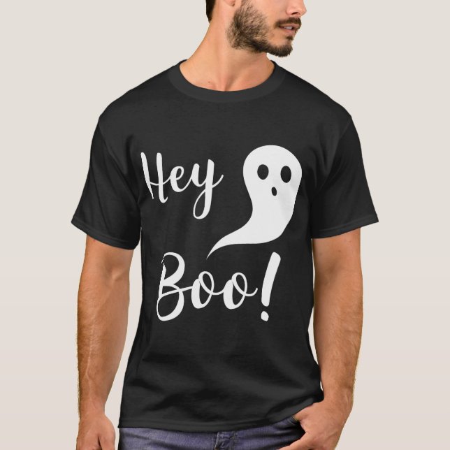 Niedlich Halloween Hey Boo T-Shirt (Vorderseite)