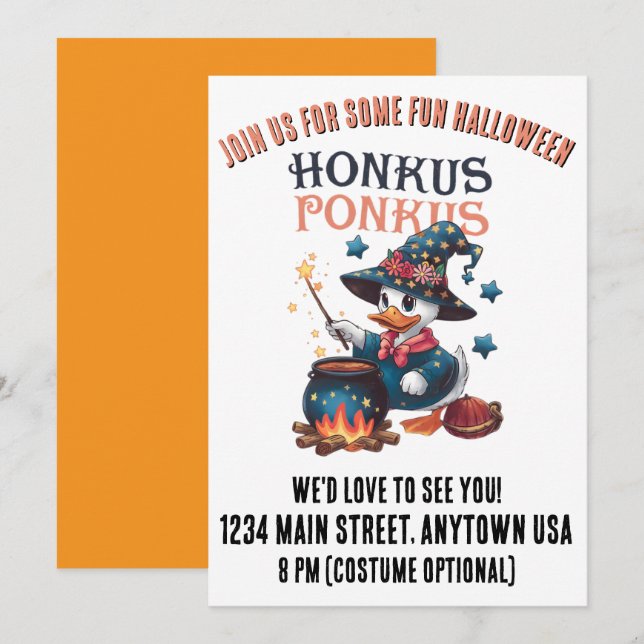 Niedlich Halloween Honkus Ponkus Einladung (Vorne/Hinten)