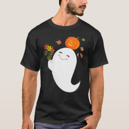 Niedlich Halloween Little Boo Ghost Black T-Shirt