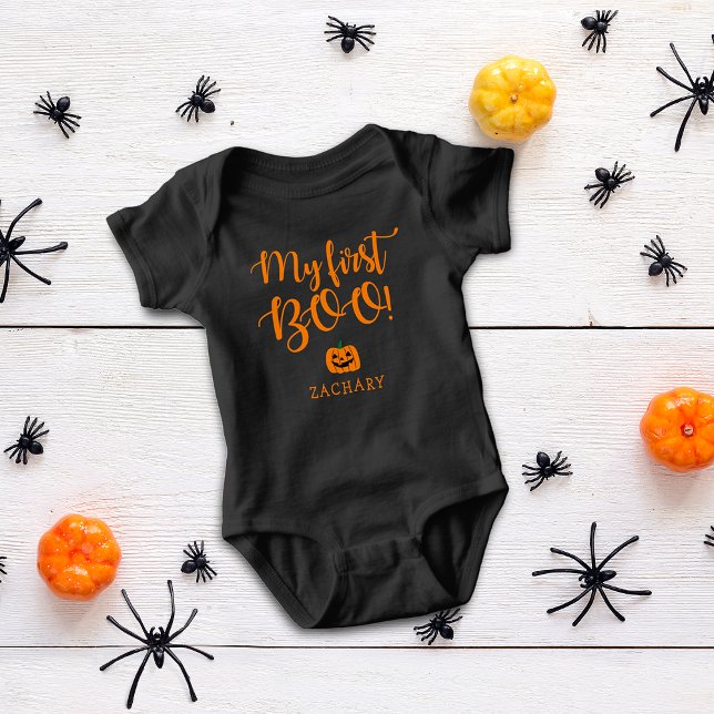 Niedlich Halloween Mein erster Boo Pumpkin Name Baby Strampler (Cute Halloween My First Boo Pumpkin Name Baby Bodysuit)