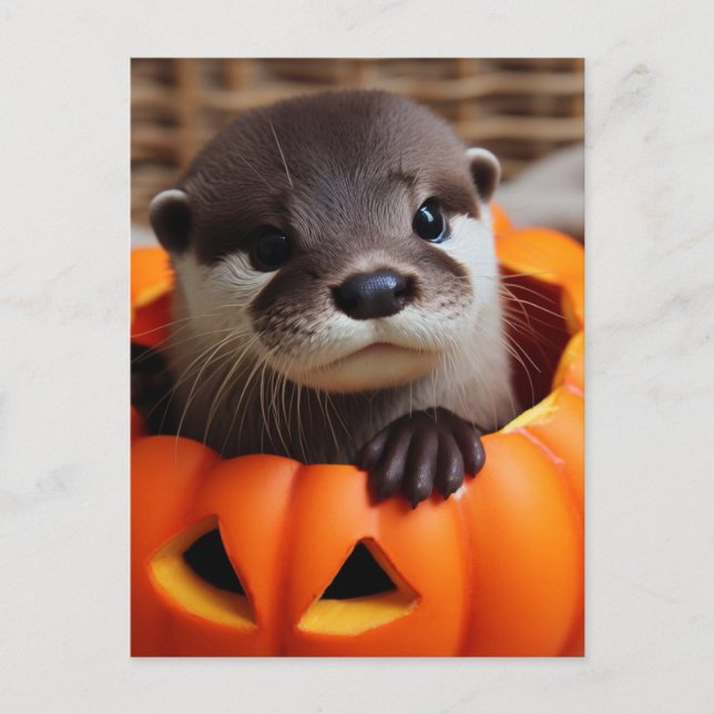 Niedlich Halloween Otter Postkarte (Vorderseite)