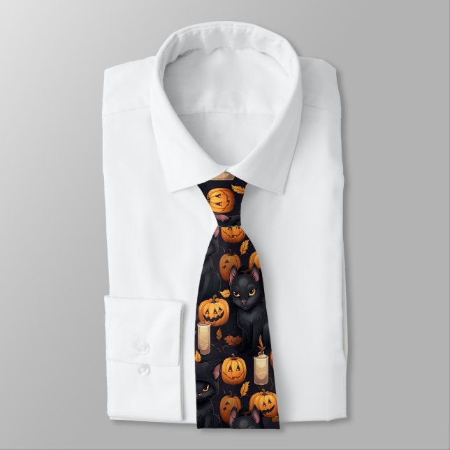 Niedlich Halloween Pattern Necktie Krawatte (Gebunden)