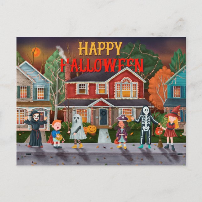 Niedlich Halloween Postkarte (Vorderseite)