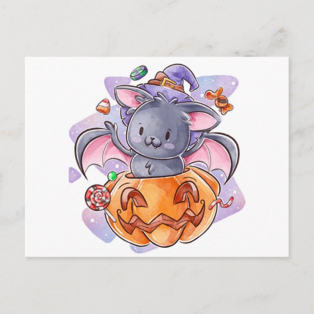 Niedlich Halloween Postkarte (Vorderseite)
