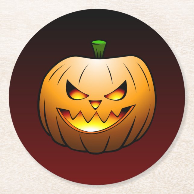 Niedlich Halloween Pumpkin Runder Pappuntersetzer (Vorderseite)