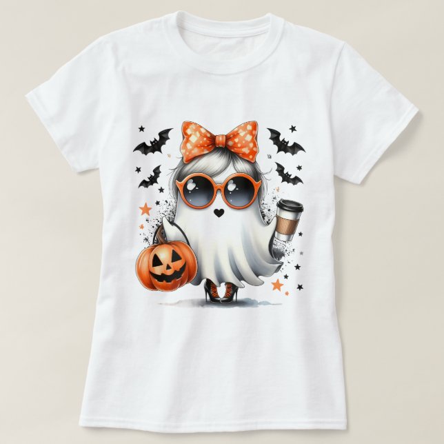 Niedlich Halloween Sassy Ghost T-Shirt (Design vorne)