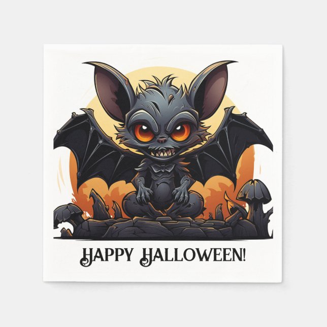 Niedlich Halloween Vampire Bat Serviette (Vorderseite)