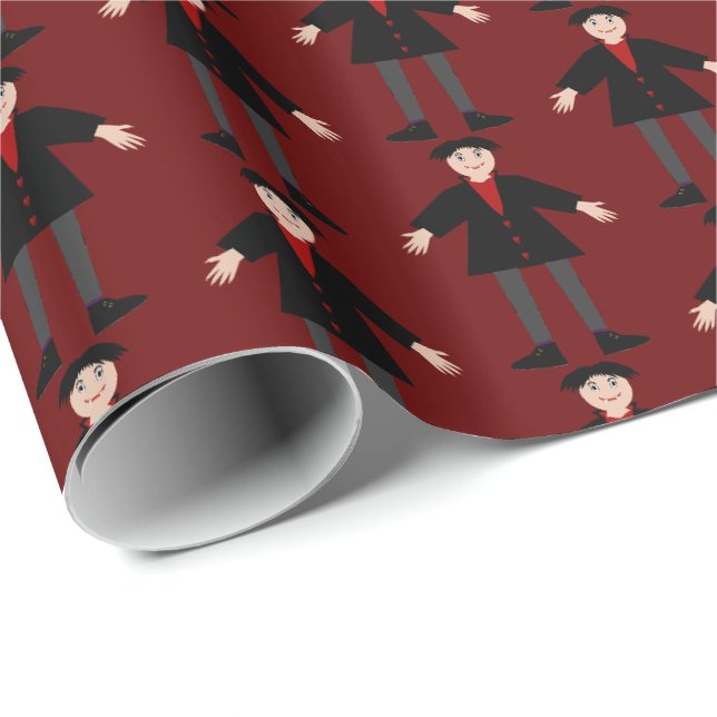 Niedlich Halloween Vampire Gemustert Geschenkpapier (Rolleneckpunkt)