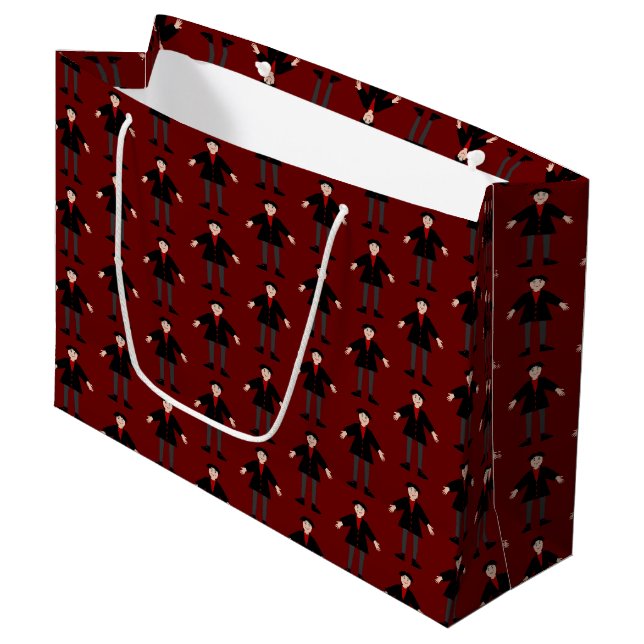 Niedlich Halloween Vampire Gemustert Große Geschenktüte (Vorderseite Schrägansicht)