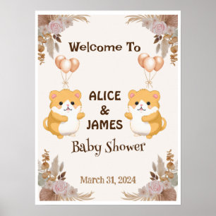 Niedlich Hamster Baby Dusche Begrüßungszeichen Poster